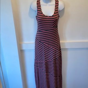 Aqua Pink & Gray Striped Maxi